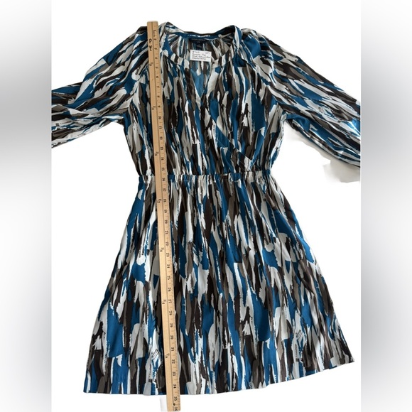 Banana Republic Blue and Brown Patterned Long Sleeve Dress - Picture 6 of 6